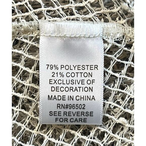 KRAZY KAT Open Knit Tunic Top Embroidered Asymmetrical Hem Boho Beachy Cover Up - Picture 7 of 8